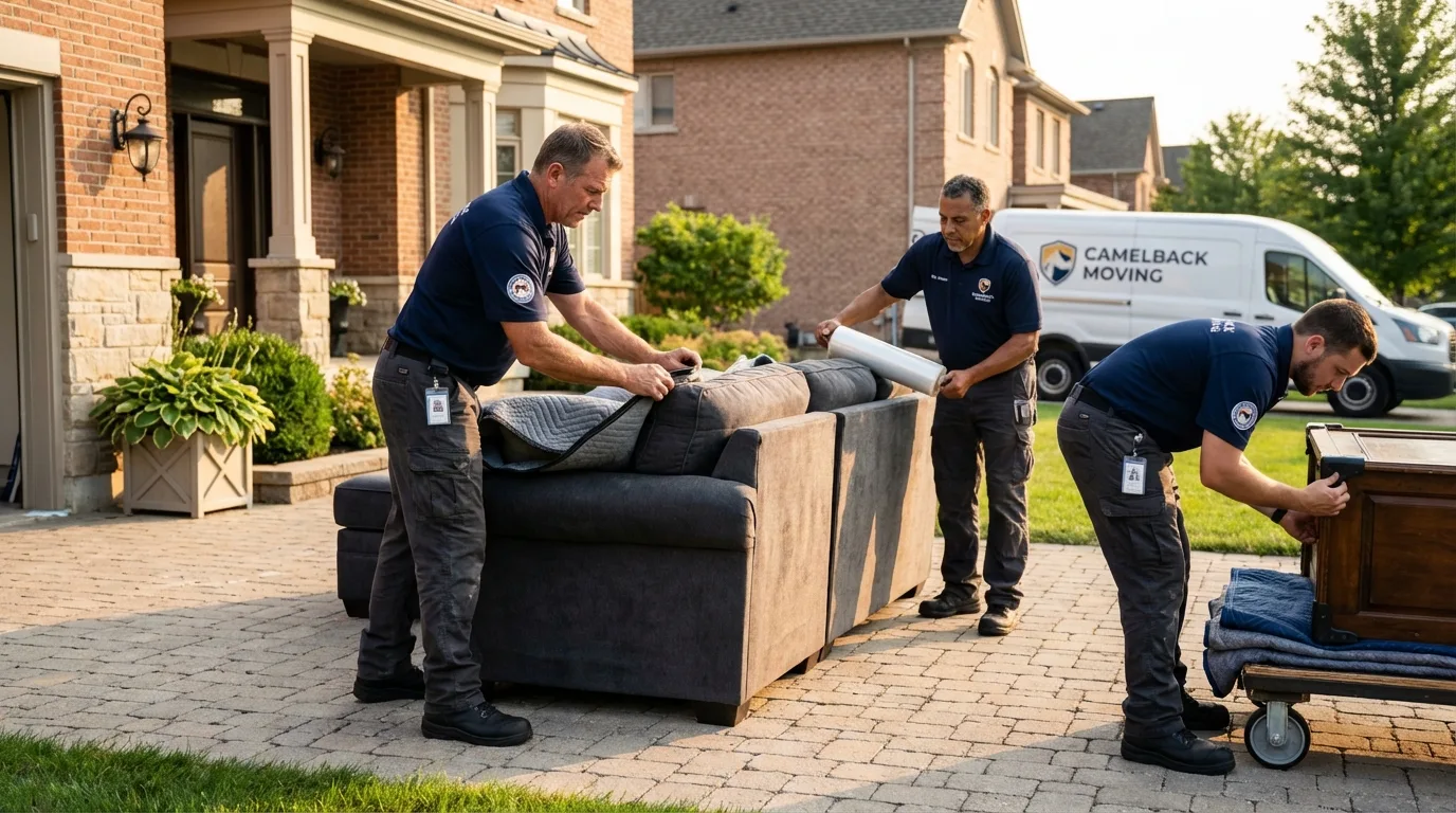 Large estate moving crew wrapping furniture in Lancaster, PA