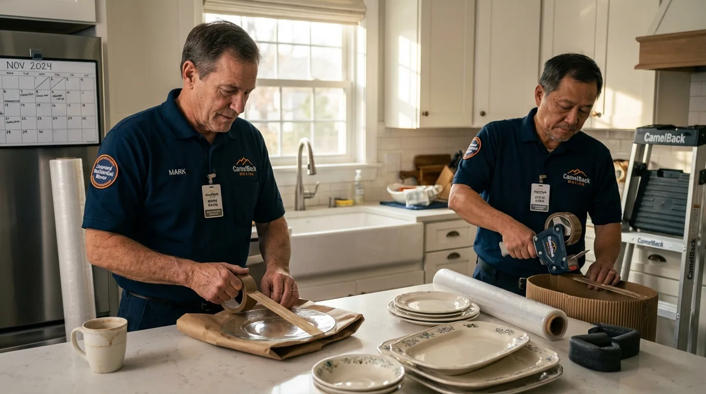 Professional crew packing kitchen dishware in Lancaster, PA